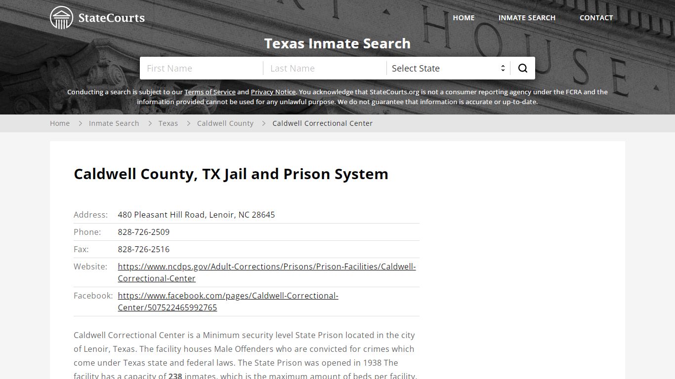 Caldwell Correctional Center Inmate Records Search, Texas ...